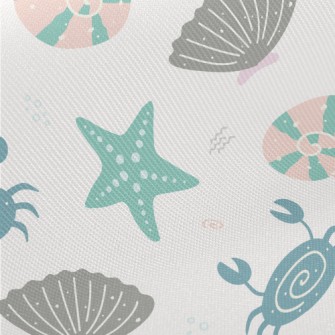 Shells, Starfish, Crab Midweight Cotton Poplin