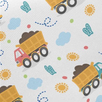 Cartoon Big Truck Midweight Cotton Poplin