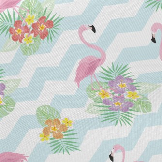 Tropical Flowers Flamingo Midweight Cotton Poplin