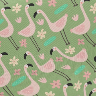 Garden Cartoon Flamingo Midweight Cotton Poplin