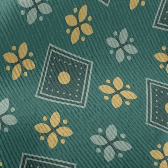 Checkered Green Flowers Standard Corduroy
