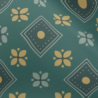 Checkered Green Flowers Chiffon