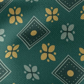Checkered Green Flowers Waterproof Canvas