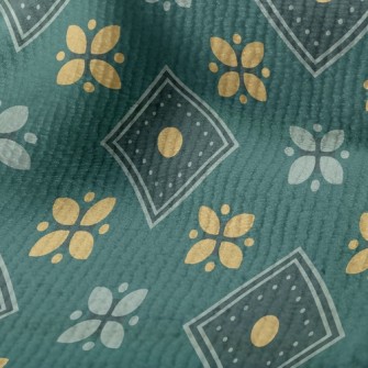 Checkered Green Flowers Terry