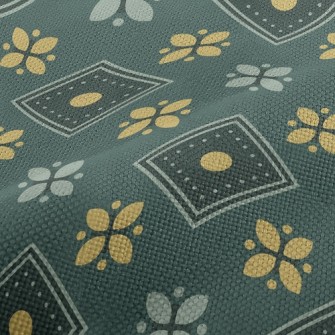 Checkered Green Flowers Performance Linen