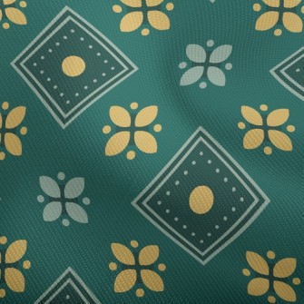 Checkered Green Flowers Dobby