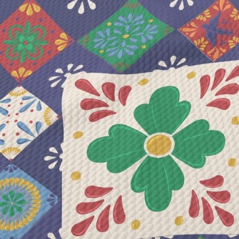 Mosaic Children&#39;s Flowers Birdseye Piqué