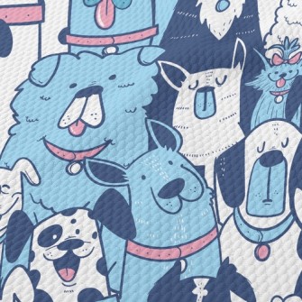 Playful Multi-expression Dog Birdseye Piqué