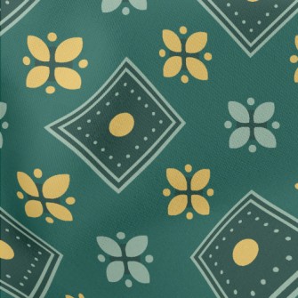 Checkered Green Flowers Stretch Ponte