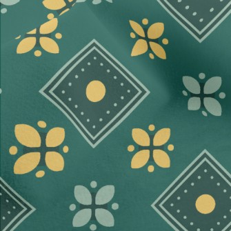 Checkered Green Flowers Micro Fleece