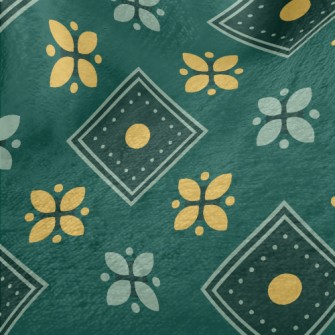Checkered Green Flowers Minky