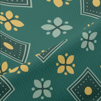 Checkered Green Flowers Piqué