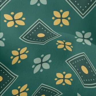 Checkered Green Flowers Lightweight Performance Linen