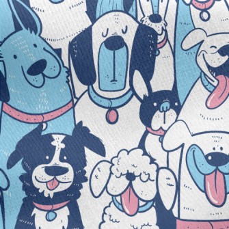 Playful Multi-expression Dog Jersey Backed Fleece