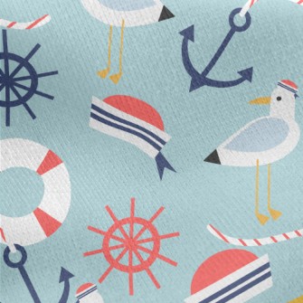 Seagull Sailor Hat Telescope Jersey Backed Fleece