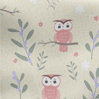 Daze Owl In Tree Jersey Backed Fleece