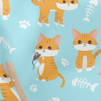 Various Playing Cats Lightweight Cotton Poplin