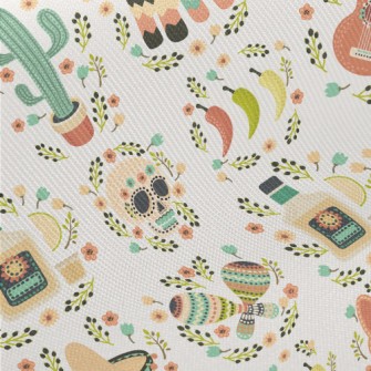 Mexican Cultural Chili Peppers Midweight Cotton Poplin