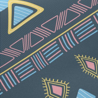 Irregular Ethnic Squares Midweight Cotton Poplin