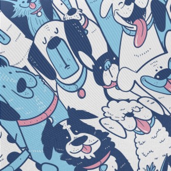 Playful Multi-expression Dog Midweight Cotton Poplin