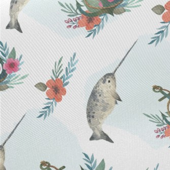 Cute Swordfish And Anchor Midweight Cotton Poplin