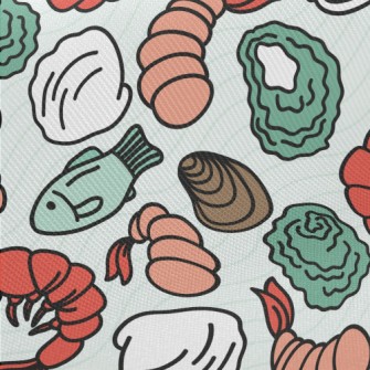 Deep Sea Lobster Shellfish Midweight Cotton Poplin