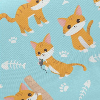 Various Playing Cats Midweight Cotton Poplin