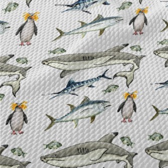 Sailfish Shark Penguin Birdseye Piqué