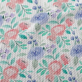 Watercolor Blooming Flowers Birdseye Piqué
