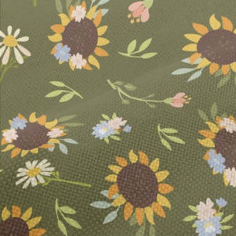 Big Sunflower Flower Performance Linen