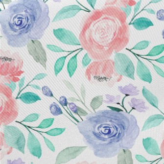 Watercolor Blooming Flowers Twill