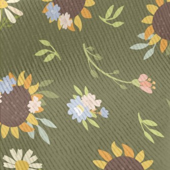 Big Sunflower Flower Standard Corduroy