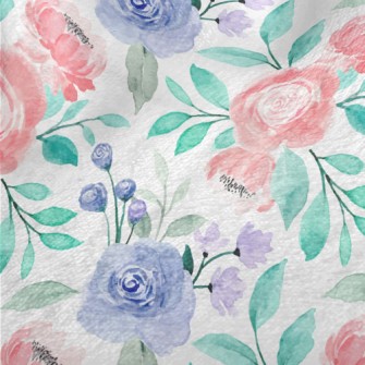 Watercolor Blooming Flowers Minky