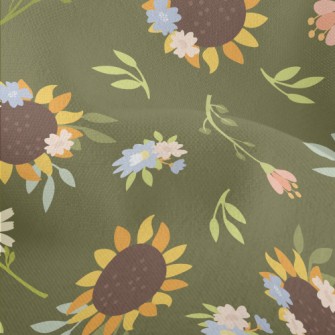 Big Sunflower Flower Lightweight Performance Linen