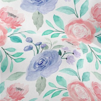Watercolor Blooming Flowers Lightweight Performance Linen