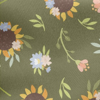 Big Sunflower Flower Jersey Backed Fleece