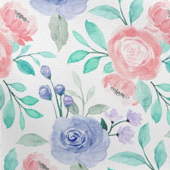 Watercolor Blooming Flowers Pongee