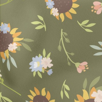 Big Sunflower Flower Lightweight Cotton Poplin
