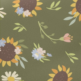 Big Sunflower Flower Midweight Cotton Poplin