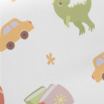 Dinosaur Car Toy Midweight Cotton Poplin