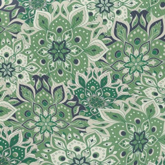 Retro Totem Flowers Midweight Cotton Poplin
