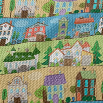 Nordic Town Architecture Birdseye Piqué