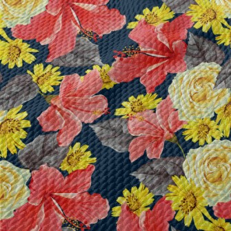 Passionate Bright Flowers Birdseye Piqué