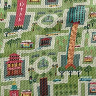 Busy City Streets Birdseye Piqué