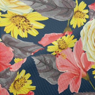 Passionate Bright Flowers Piqué
