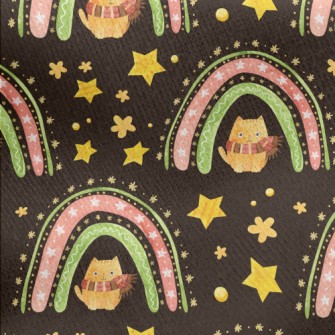 Star Rainbow Kitten Jersey Backed Fleece