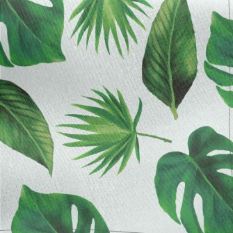 Tropical Rainforest Leaves Jersey Backed Fleece