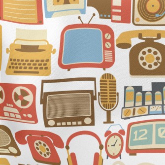 Retro TV Speakers Lightweight Cotton Poplin
