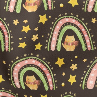 Star Rainbow Kitten Lightweight Cotton Poplin