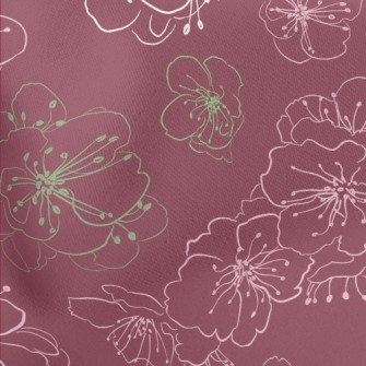Empty Elegant Cherry Blossoms Lightweight Cotton Poplin